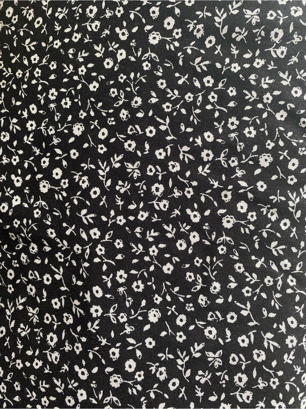 Black ditsy floral rayon